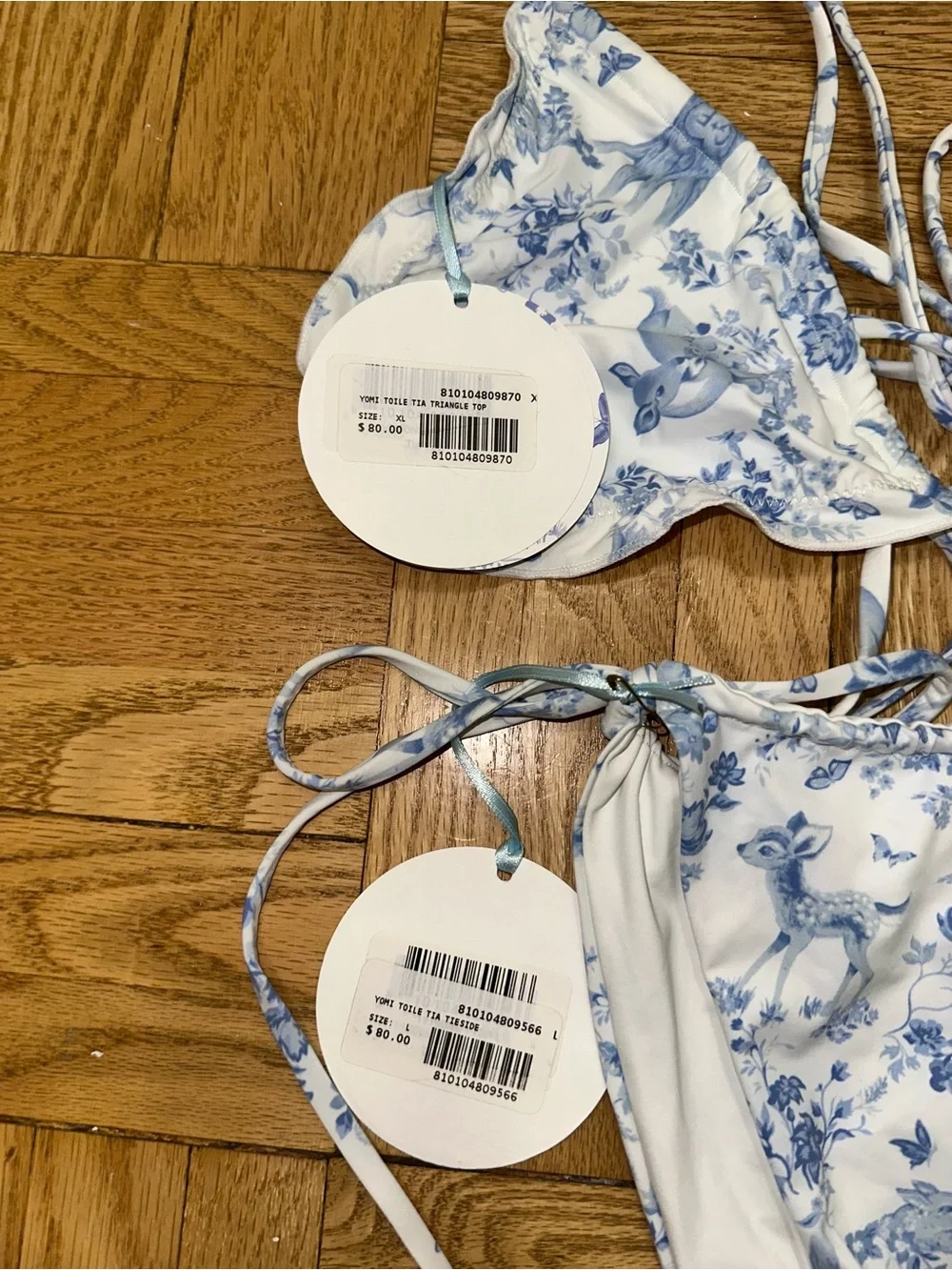 Frankie’s Bikinis @ Gigi Collab Blue & White Floral Tie-Side Triangle Bikini Set